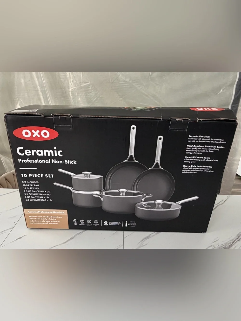 OXO Ceramic Professional Non-Stick 10-Piece Cookware Set - Sealed & NWT
